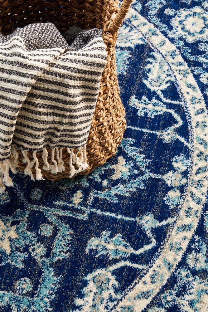 Rug Culture Rugs Evoke Release Navy Transitional Round Rug
