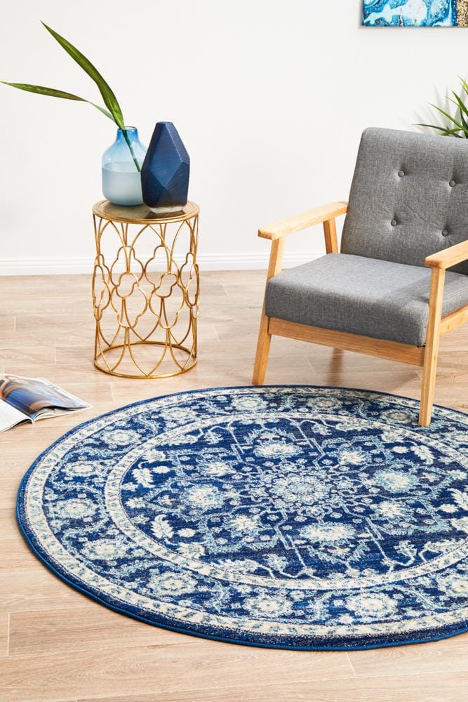 Rug Culture Rugs Evoke Release Navy Transitional Round Rug