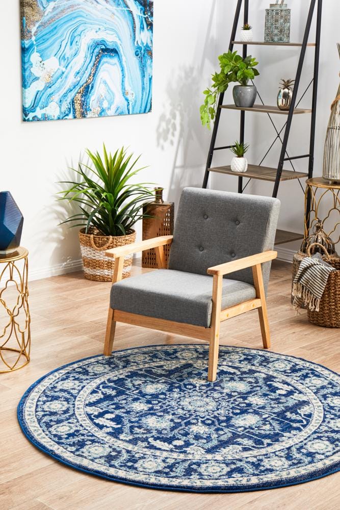 Rug Culture Rugs Evoke Release Navy Transitional Round Rug