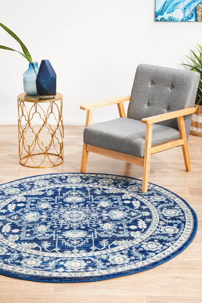 Rug Culture Rugs Evoke Release Navy Transitional Round Rug