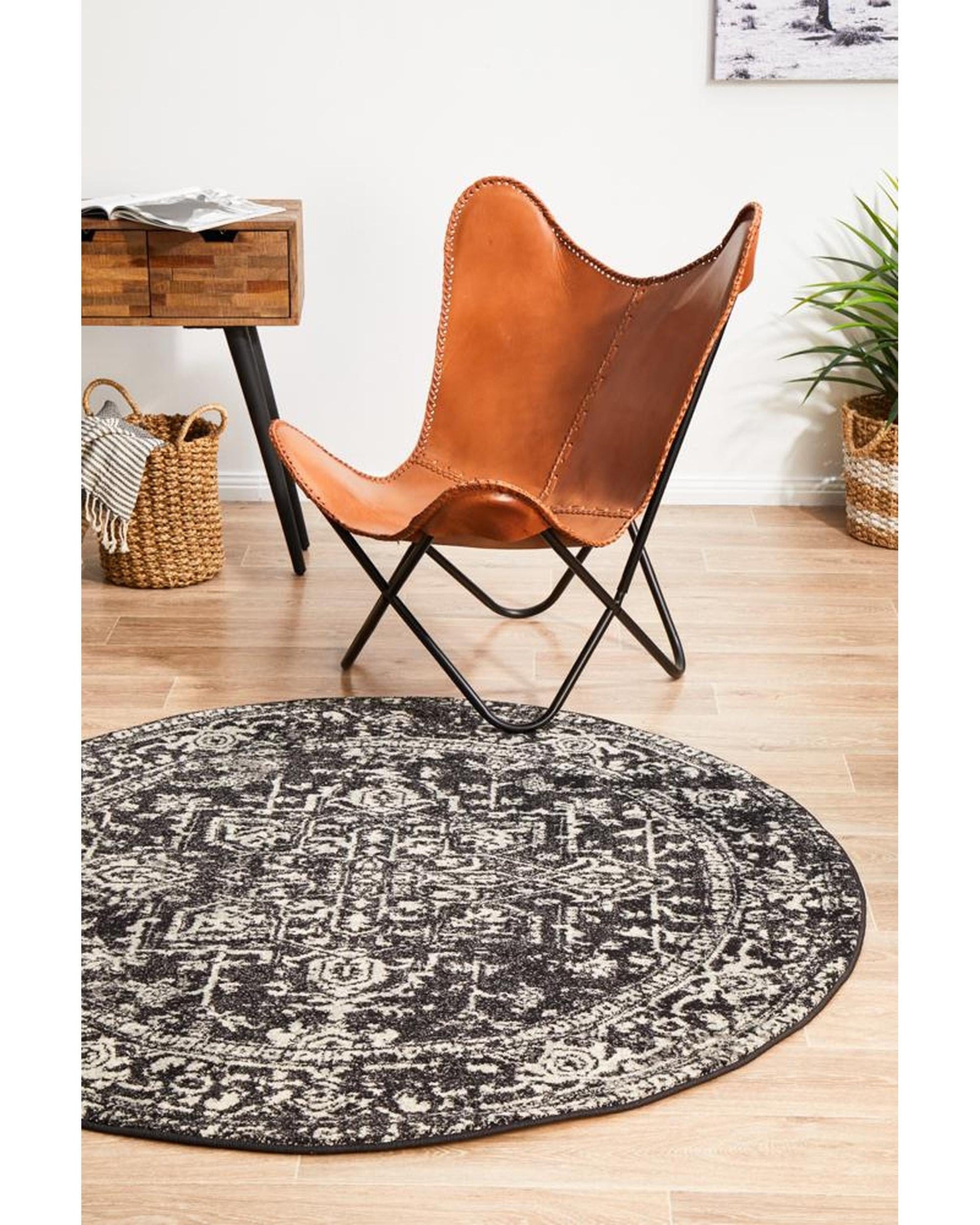 Rug Culture Rugs Evoke Scape Charcoal Transitional Round Rug
