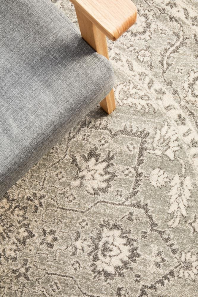 Rug Culture Rugs Evoke Silver Flower Transitional Round Rug