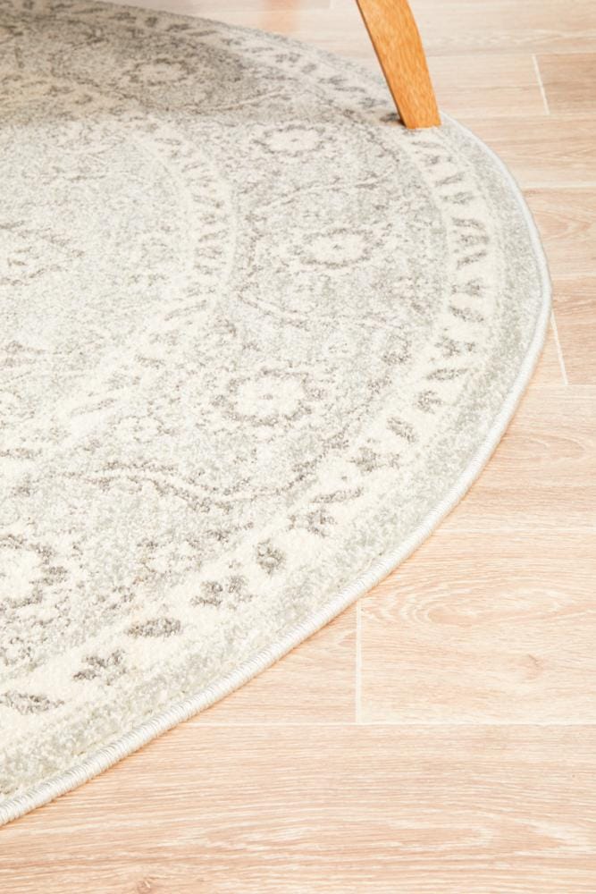 Rug Culture Rugs Evoke Silver Flower Transitional Round Rug