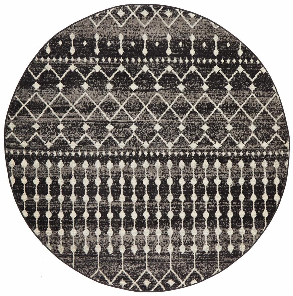 Rug Culture Rugs Evoke Simplicity Black Transitional Round Rug