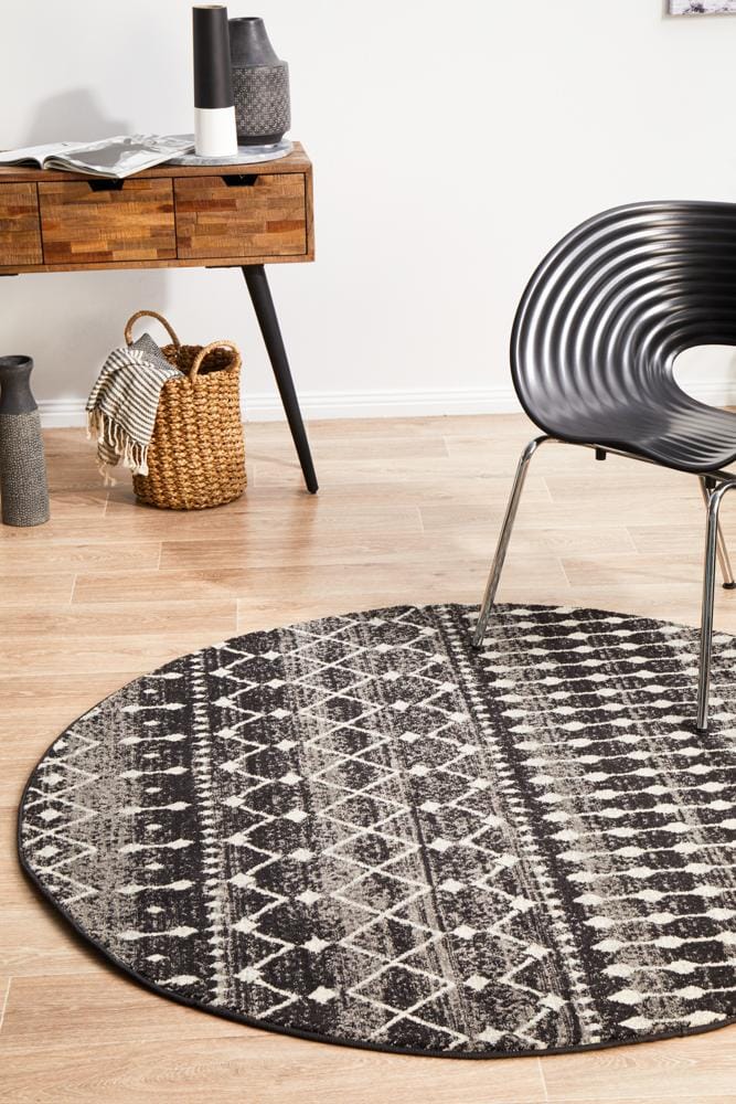 Rug Culture Rugs Evoke Simplicity Black Transitional Round Rug