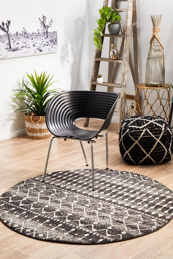 Rug Culture Rugs Evoke Simplicity Black Transitional Round Rug