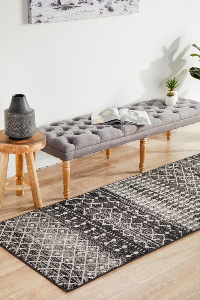 Rug Culture Rugs Evoke Simplicity Black Transitional Runner Rug