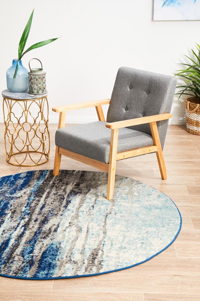 Rug Culture Rugs Evoke Transpose Blue Transitional Round Rug
