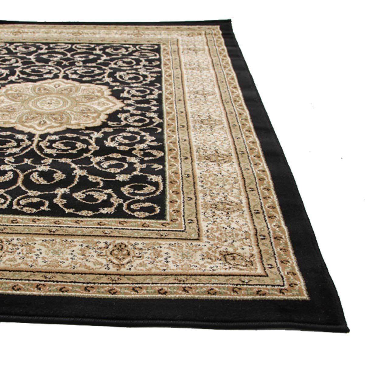 Rug Culture Rugs Istanbul Medallion Classic Pattern Runner Rug Black