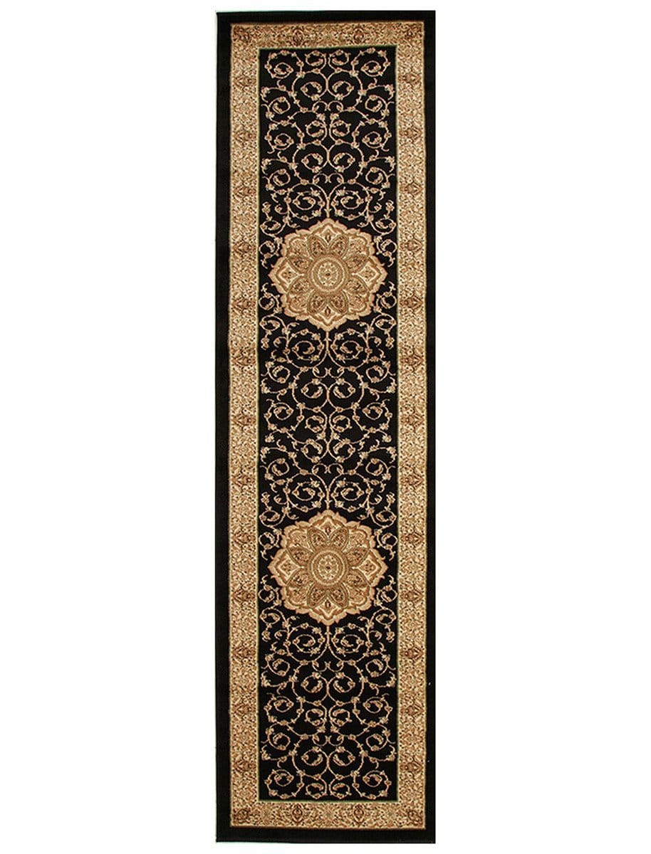 Rug Culture Rugs Istanbul Medallion Classic Pattern Runner Rug Black