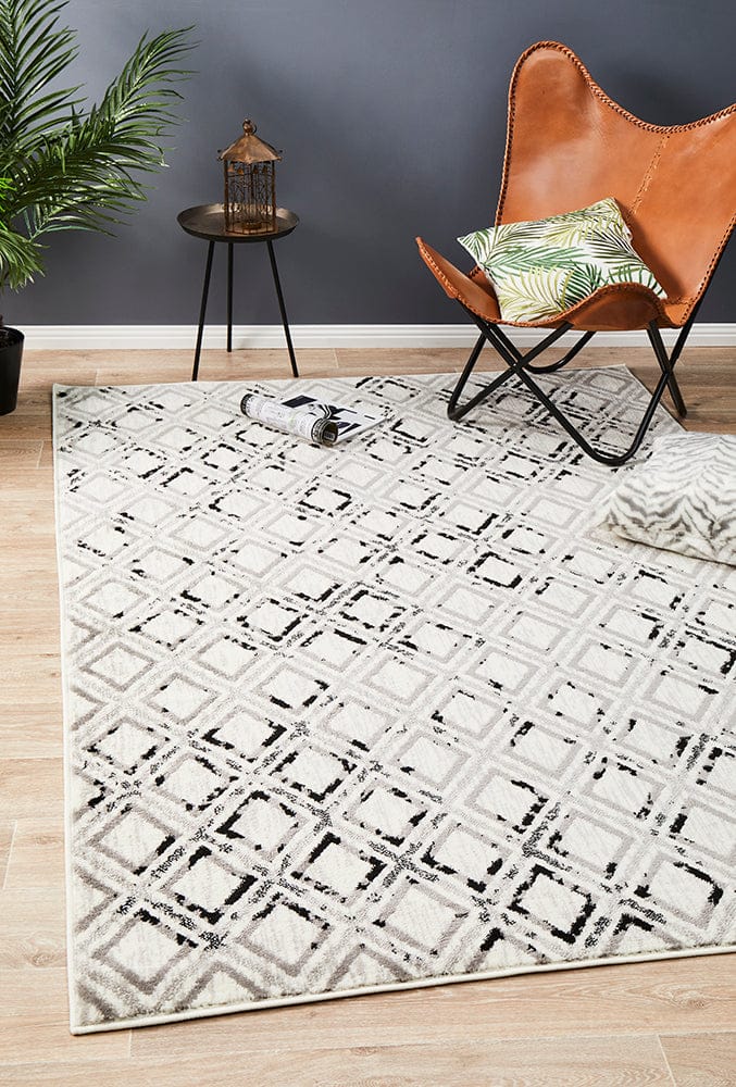 Rug Culture Rugs Jordyn Modern Rug White Black Grey
