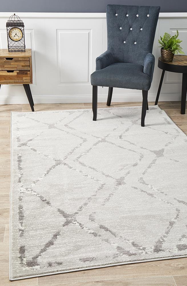 Rug Culture Rugs Kendall Contemporary Diamond Rug Silver Grey