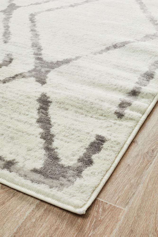 Rug Culture Rugs Kendall Contemporary Diamond Rug White Grey