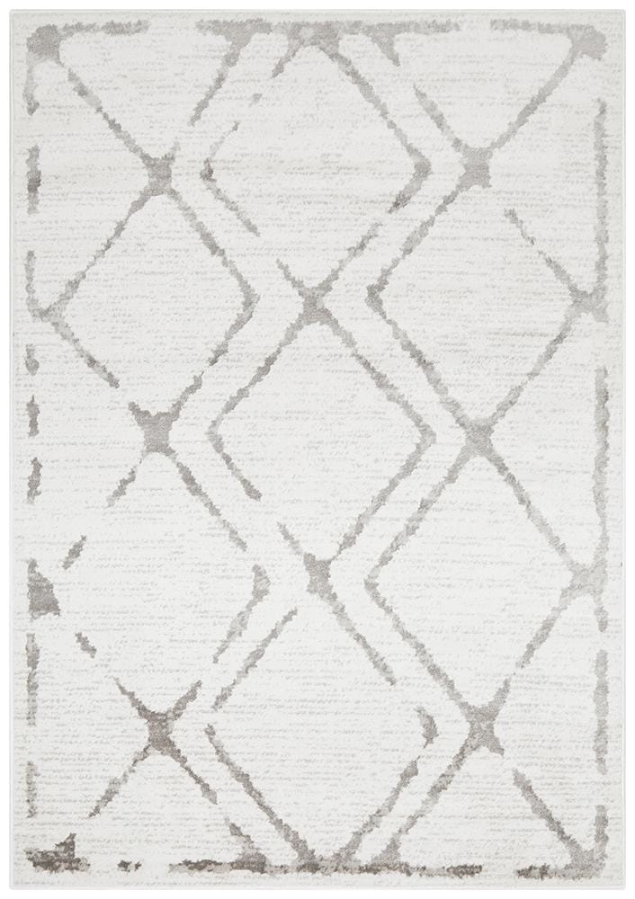 Rug Culture Rugs Kendall Contemporary Diamond Rug White Grey