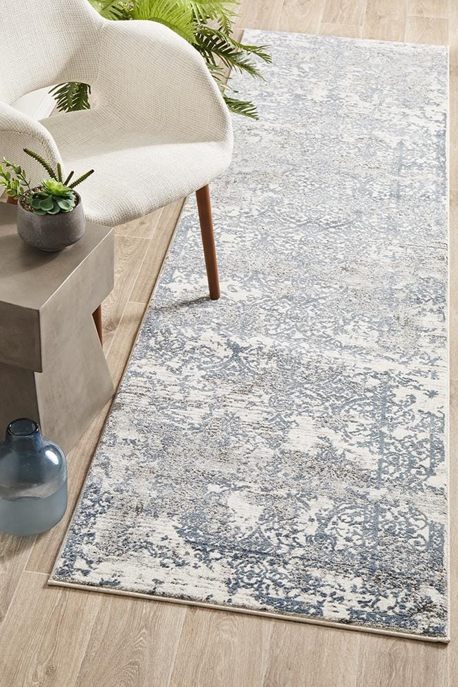Rug Culture Rugs Kendra Yasmin Distressed Transitional Rug White Blue Grey