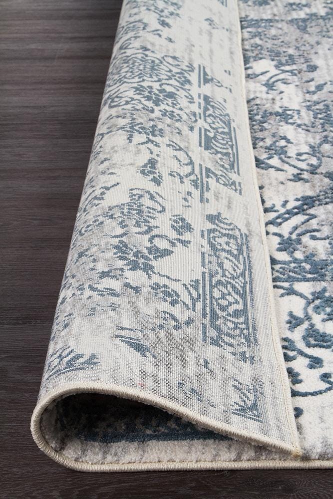 Rug Culture Rugs Kendra Yasmin Distressed Transitional Rug White Blue Grey