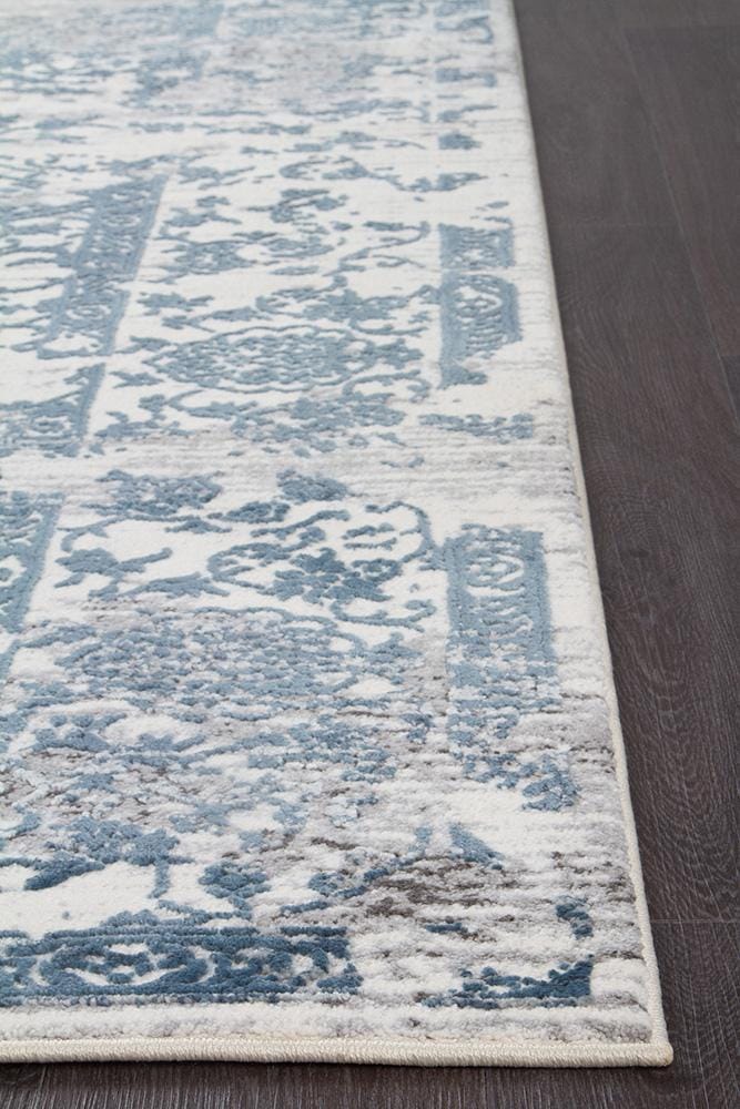 Rug Culture Rugs Kendra Yasmin Distressed Transitional Rug White Blue Grey