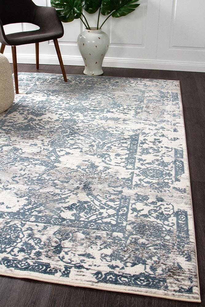 Rug Culture Rugs Kendra Yasmin Distressed Transitional Rug White Blue Grey
