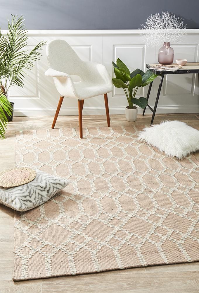 Rug Culture Rugs Krisha Tribal Trellis Rug Nude Soft Pink