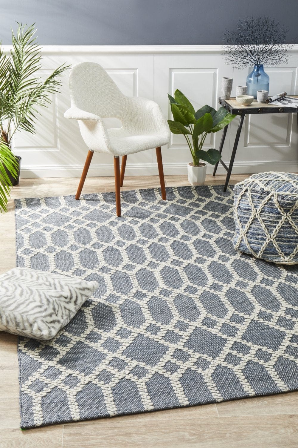 Rug Culture Rugs Krisha Tribal Trellis Rug Rustic Blue