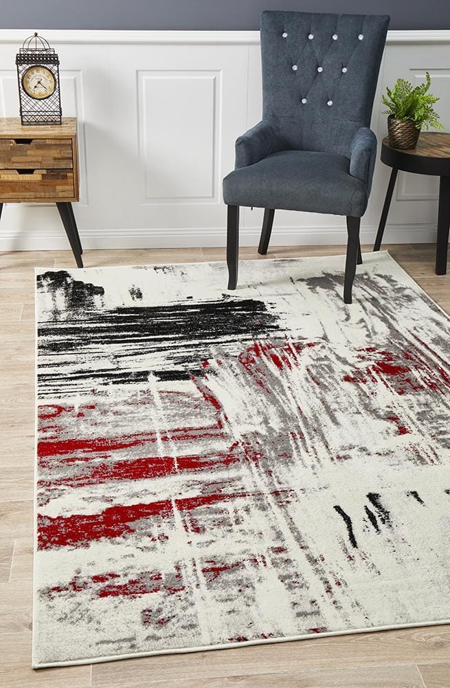 Rug Culture Rugs Lydia Abstract Rug Red Black White Grey