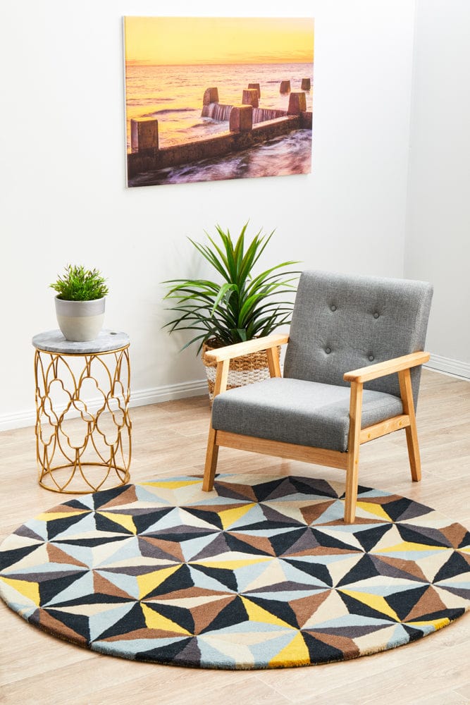 Rug Culture Rugs Matrix Pure Wool 900 Blue Round Rug