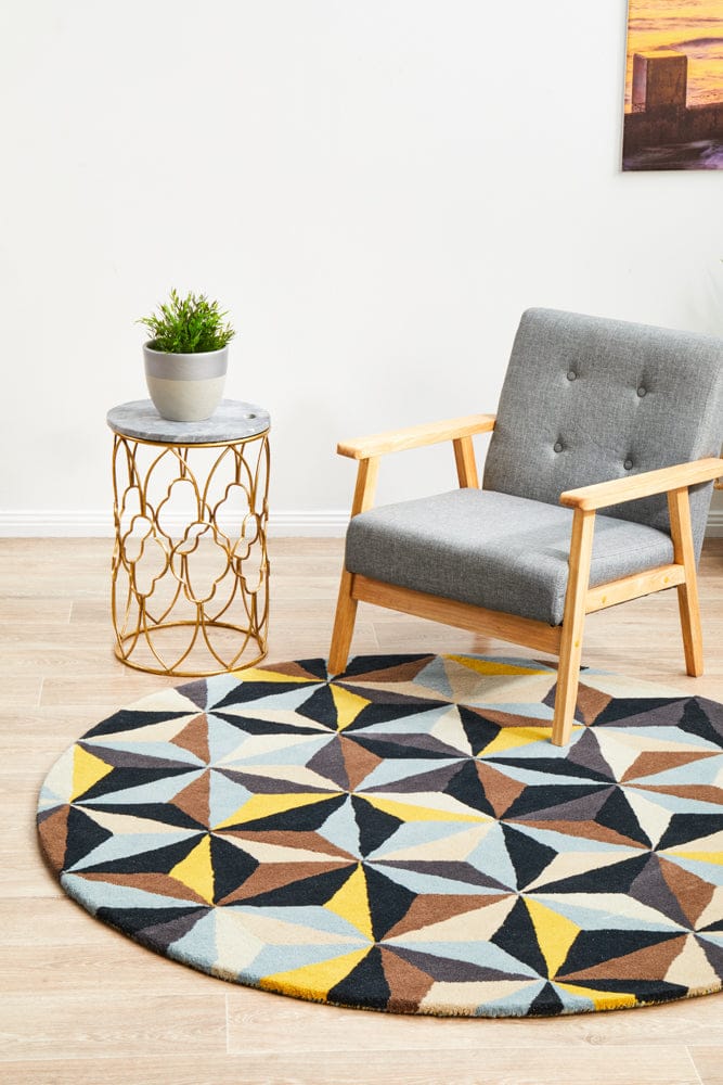 Rug Culture Rugs Matrix Pure Wool 900 Blue Round Rug