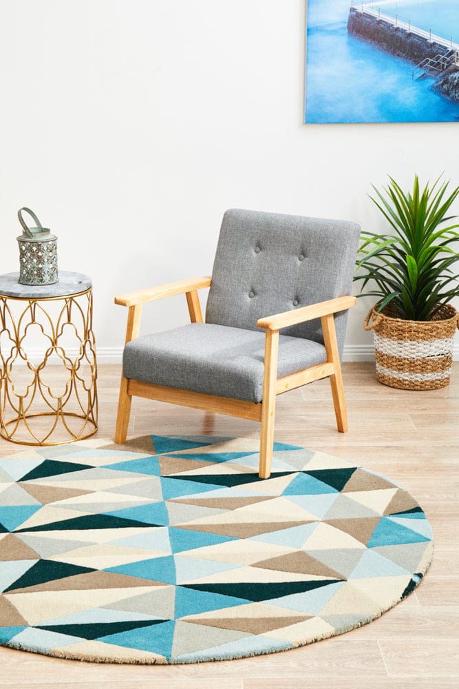 Rug Culture Rugs Matrix Pure Wool 901 Turquoise Round Rug