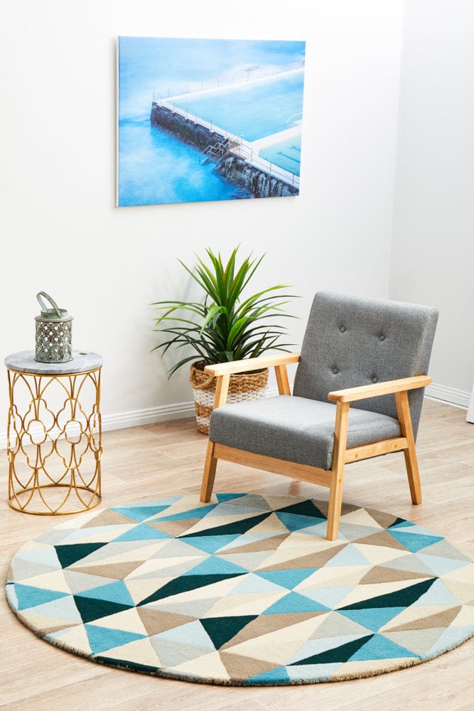 Rug Culture Rugs Matrix Pure Wool 901 Turquoise Round Rug