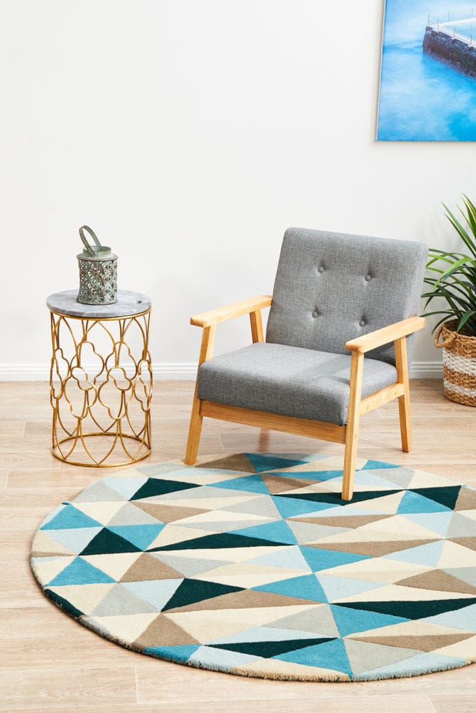 Rug Culture Rugs Matrix Pure Wool 901 Turquoise Round Rug