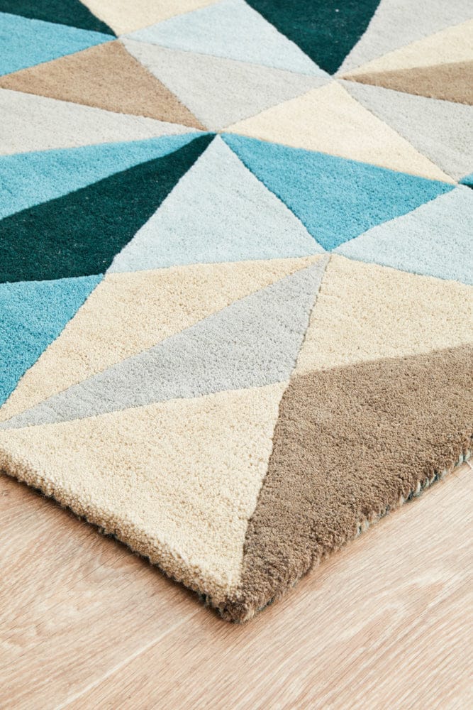 Rug Culture Rugs Matrix Pure Wool 901 Turquoise Runner Rug