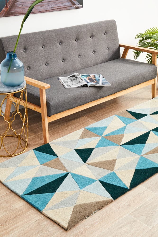 Rug Culture Rugs Matrix Pure Wool 901 Turquoise Runner Rug