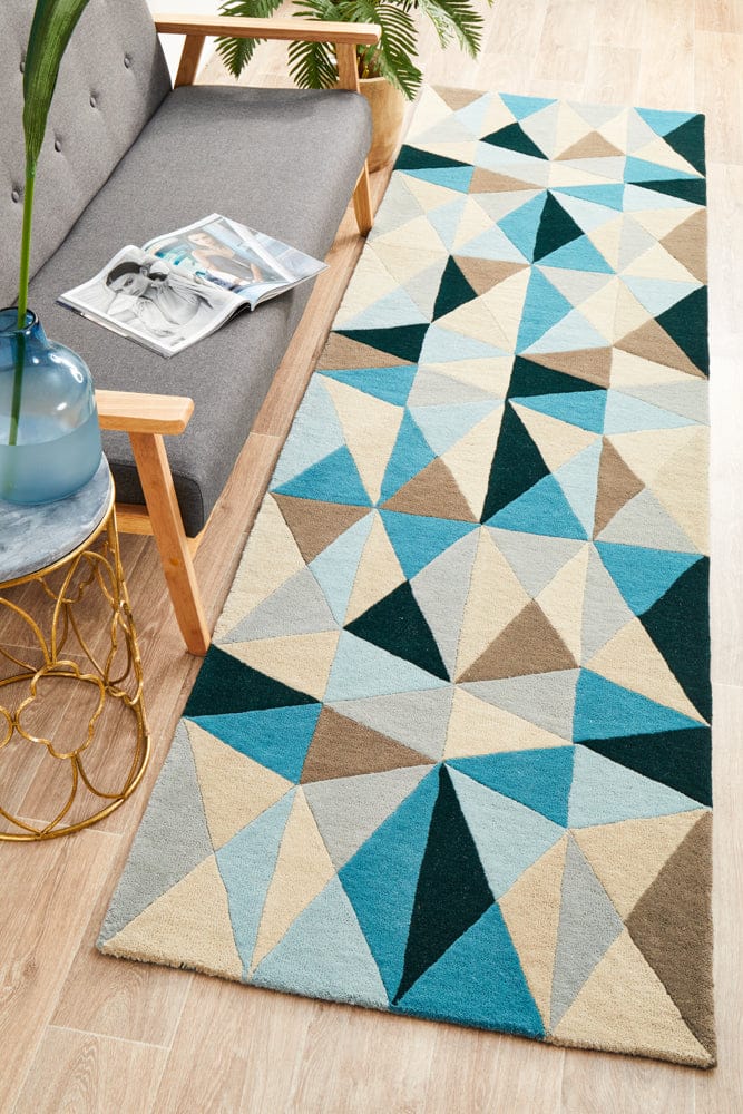 Rug Culture Rugs Matrix Pure Wool 901 Turquoise Runner Rug