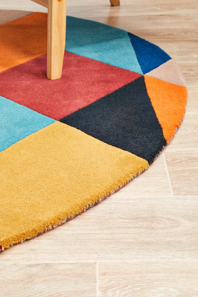Rug Culture Rugs Matrix Pure Wool 904 Sunset Round Rug