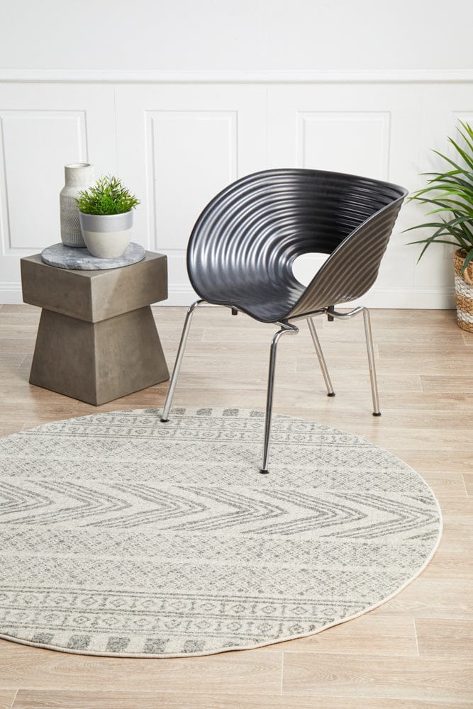 Rug Culture Rugs Mirage Adani  Modern Tribal Design Grey Round Rug
