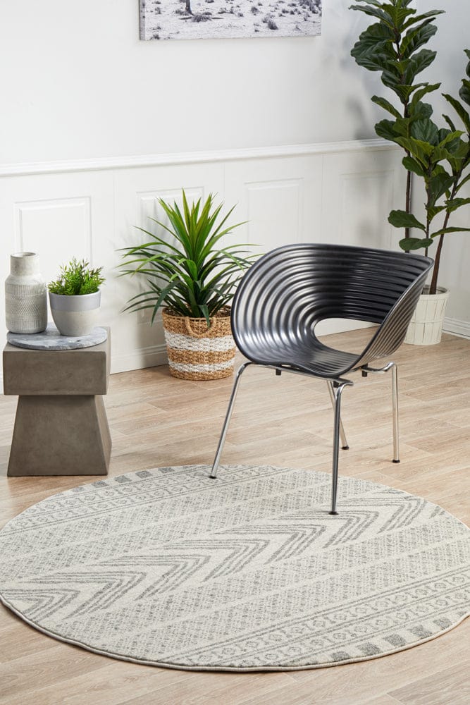 Rug Culture Rugs Mirage Adani  Modern Tribal Design Grey Round Rug