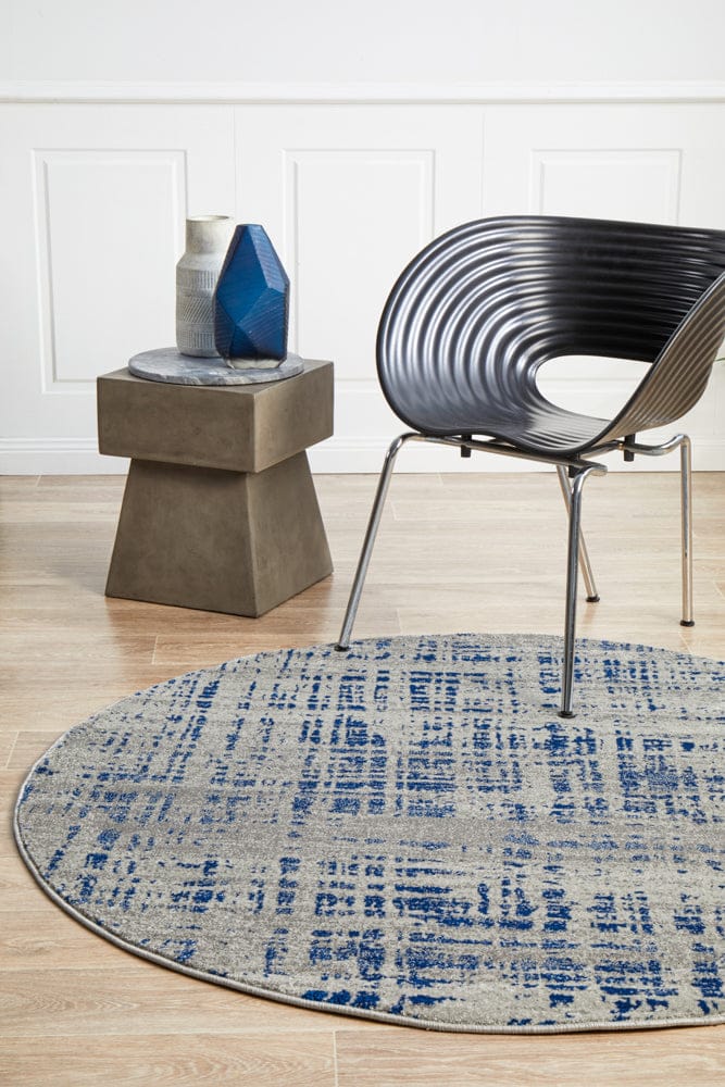 Rug Culture Rugs Mirage Ashley Abstract Modern Blue Grey Round Rug