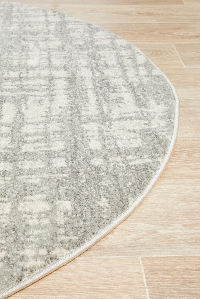 Rug Culture Rugs Mirage Ashley Abstract Modern Silver Grey Round Rug