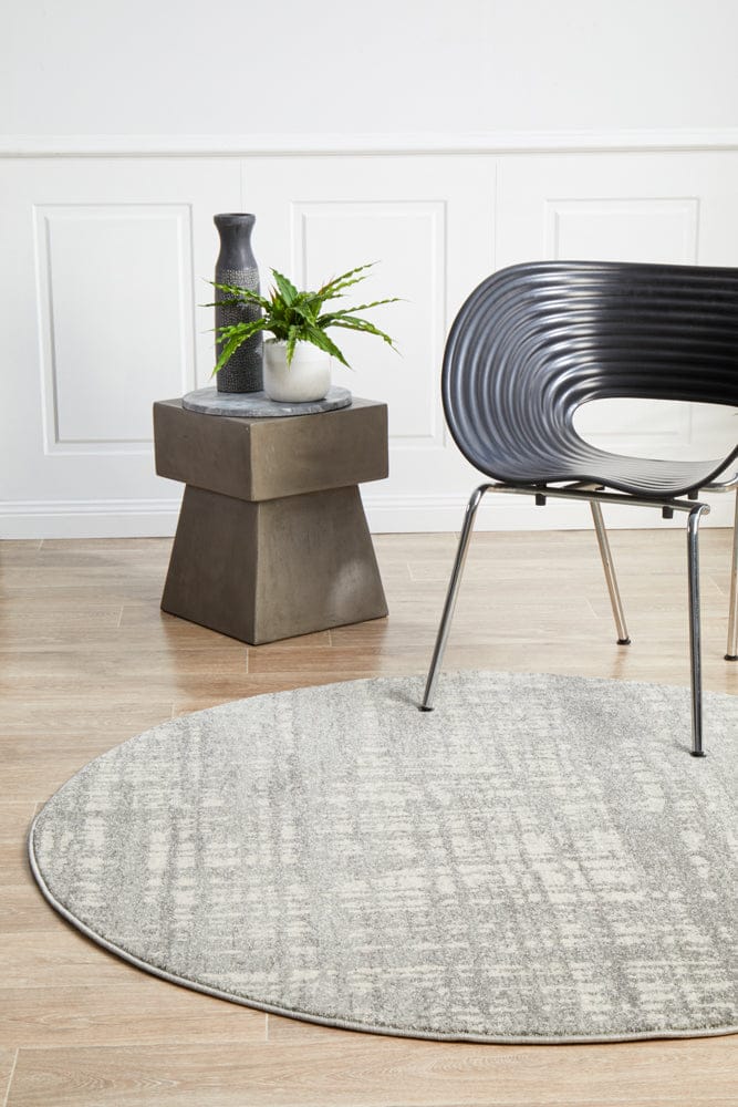 Rug Culture Rugs Mirage Ashley Abstract Modern Silver Grey Round Rug
