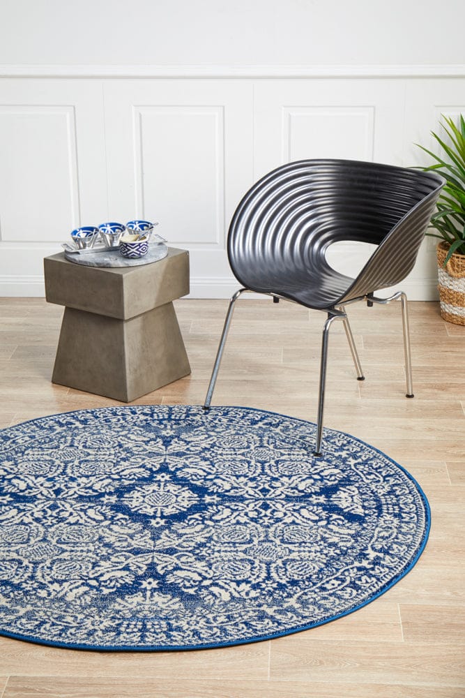 Rug Culture Rugs Mirage Gwyneth Stunning Transitional Navy Round Rug