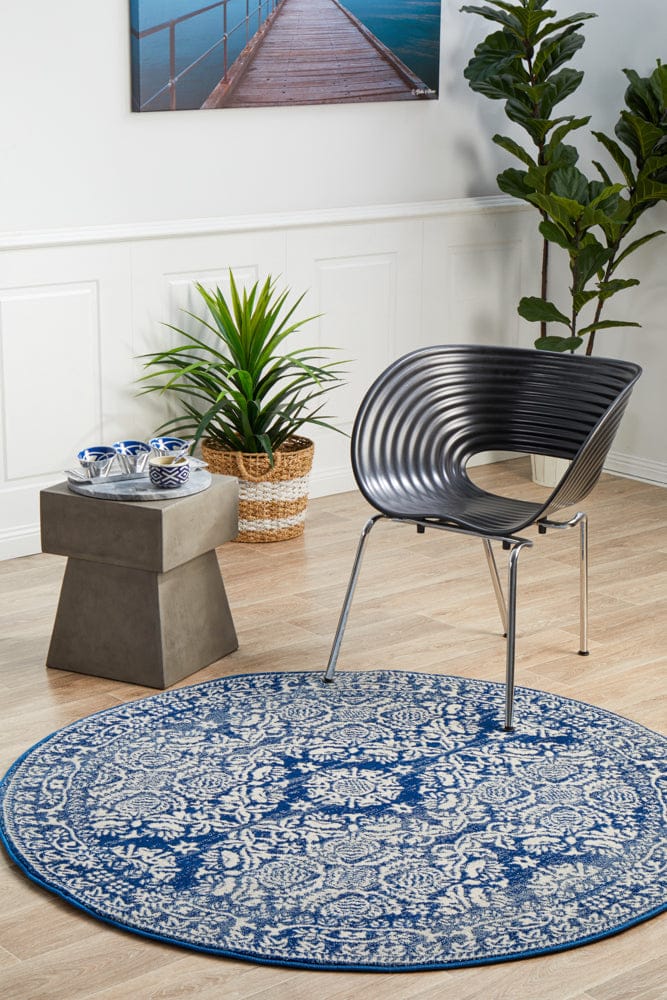 Rug Culture Rugs Mirage Gwyneth Stunning Transitional Navy Round Rug