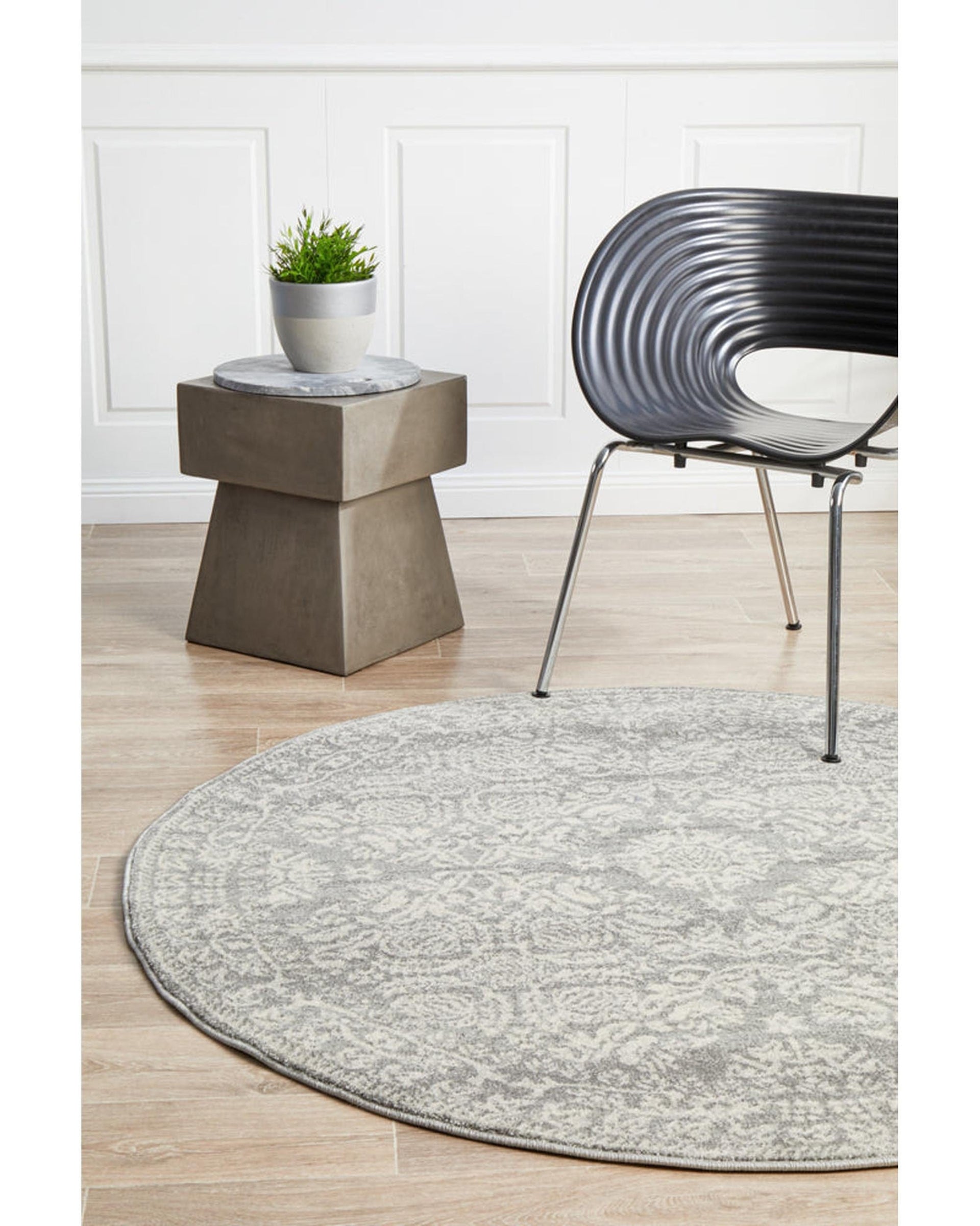 Rug Culture Rugs Mirage Gwyneth Stunning Transitional Silver Round Rug
