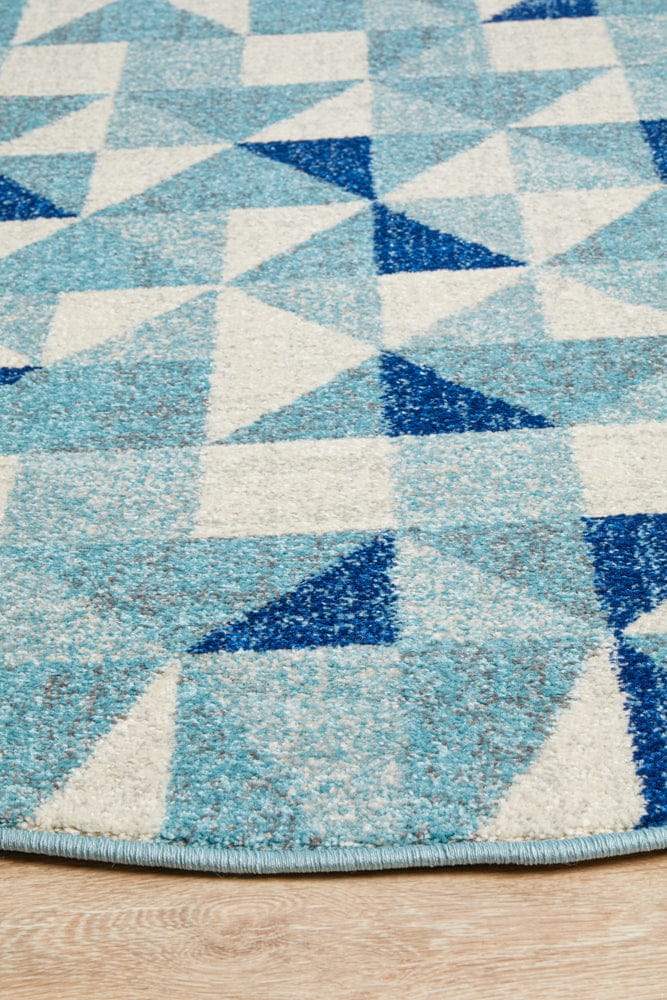 Rug Culture Rugs Mirage Illusion Modern Geo Blue Ivory Round Rug