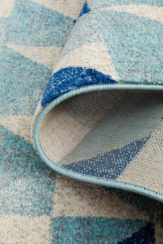 Rug Culture Rugs Mirage Illusion Modern Geo Blue Ivory Runner Rug