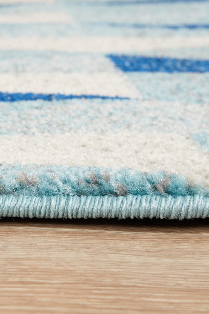 Rug Culture Rugs Mirage Illusion Modern Geo Blue Ivory Runner Rug