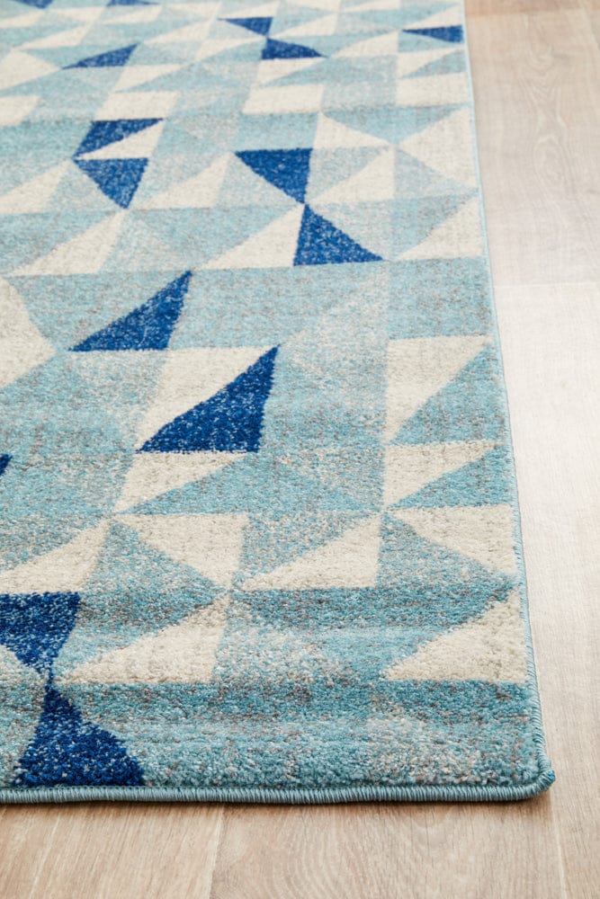 Rug Culture Rugs Mirage Illusion Modern Geo Blue Ivory Runner Rug