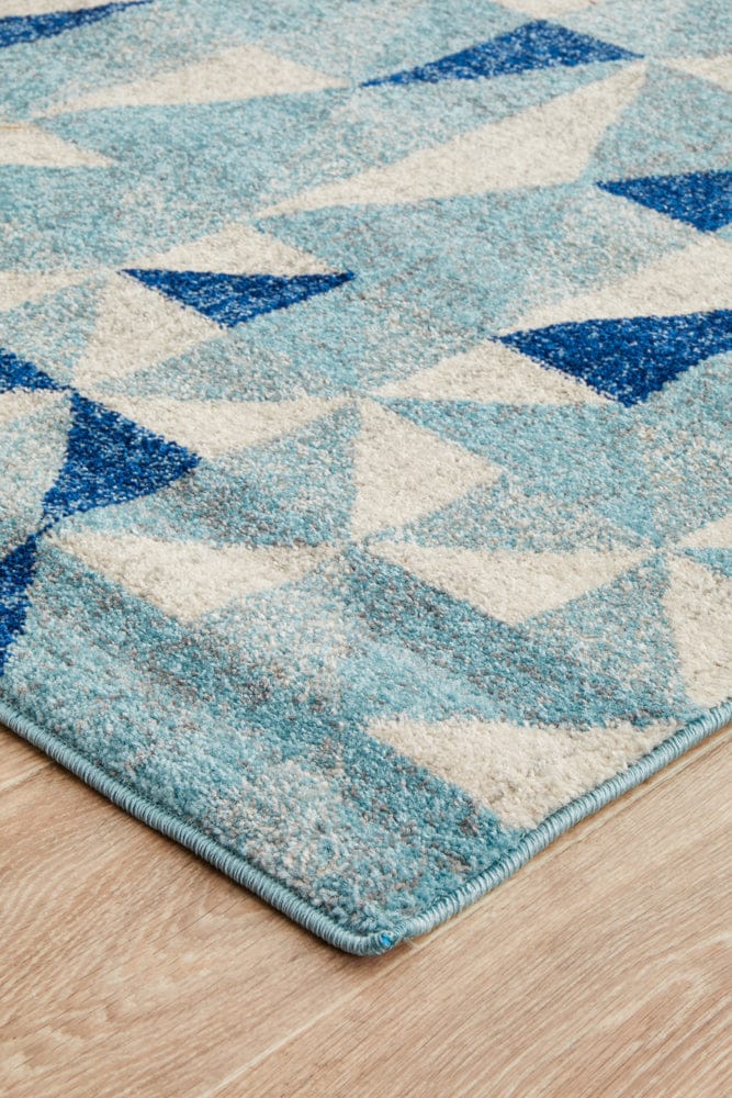 Rug Culture Rugs Mirage Illusion Modern Geo Blue Ivory Runner Rug