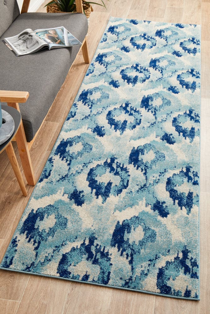 Rug Culture Rugs Mirage Lesley Whimsical Blue Runner Rug