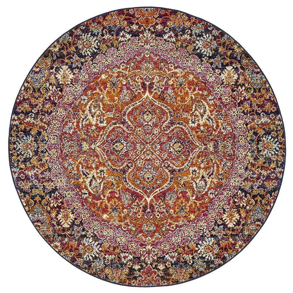 Rug Culture Rugs Museum Preston Multi Coloured Round Rug