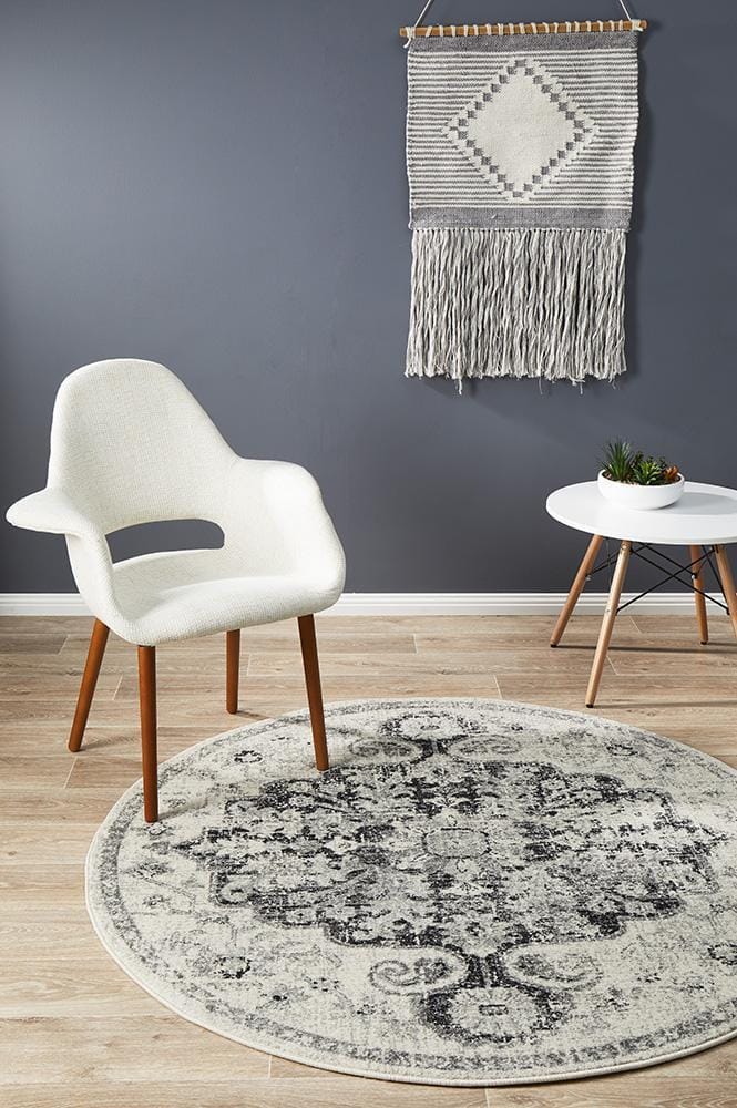 Rug Culture Rugs Museum Transitional Charcoal Round Rug